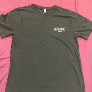 Moschino Black Tee with Gold Logo